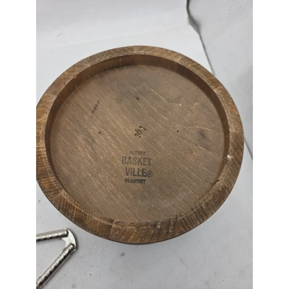Vintage Basketville Putney Vermont Wood Nut Bowl Barrel With Cracker Only